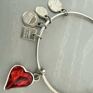 Alex and Ani Silver Bracelet with Red Heart Charm
